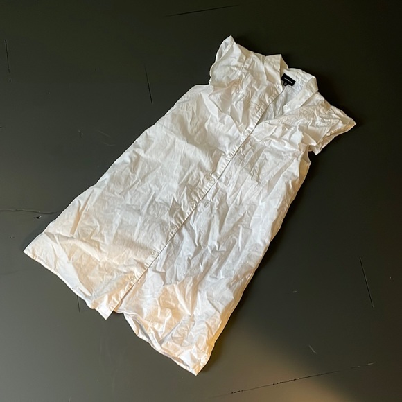 White Ruffle Top Button Front Dress - Picture 1 of 3